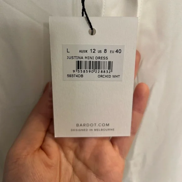 NWT Bardot Justina Mini Long Sleeve White Dress - Picture 5 of 12